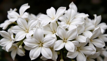 Fototapeta premium Elegant White Flowers with Delicate Petals on a Dark Background