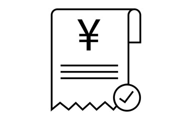 Fototapeta premium Receipt image with Yen symbol, Yen symbol receipt vector image, png receipt image with Yen symbol.