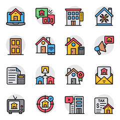Fototapeta premium Set of Estate and Analytics Flat Icons