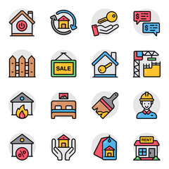 Set of Estate and Document Flat Icons