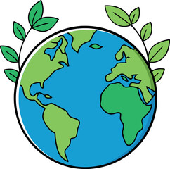 World Environment Day Vector Illustration – Earth with Green Leaves and Eco Plant for Sustainability, Nature Protection, and Eco-Friendly Design Projects