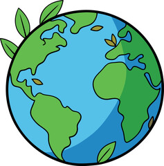 World Environment Day Vector Illustration – Earth with Green Leaves and Eco Plant for Sustainability, Nature Protection, and Eco-Friendly Design Projects