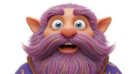 Fototapeta premium Cheerful Cartoon Elf with Rainbow Beard: A 3D Rendered Image