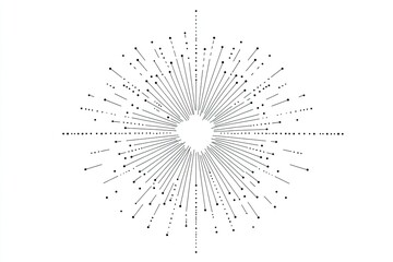 Abstract radial burst design; radiating lines create a starburst effect, emanating from a central point
