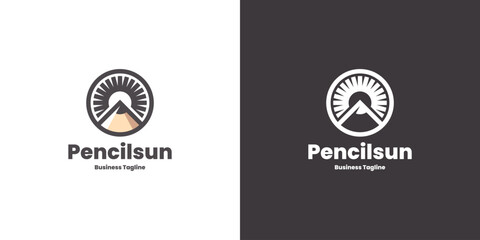 creative pencil sun logo vector