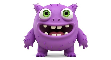 Fototapeta premium Giggles: The Purple 3D Cartoon Monster