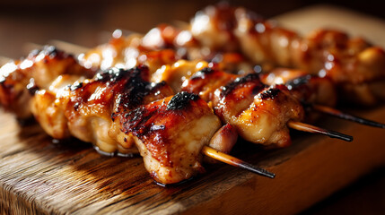 居酒屋の定番メニュー香ばしい炭火焼き鳥 | 絶妙な焼き加減