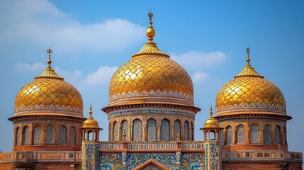 Obraz premium Majestic Golden Domes of a Mosque
