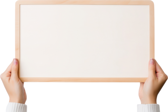 Hands holding a blank sign