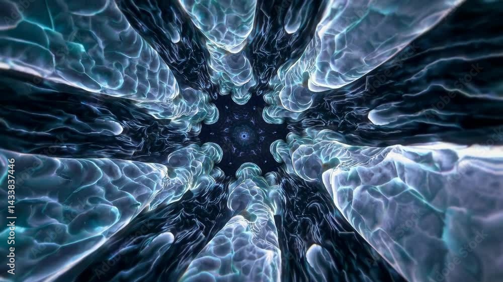 Poster abstract symmetrical light patterns with blue and white textures
