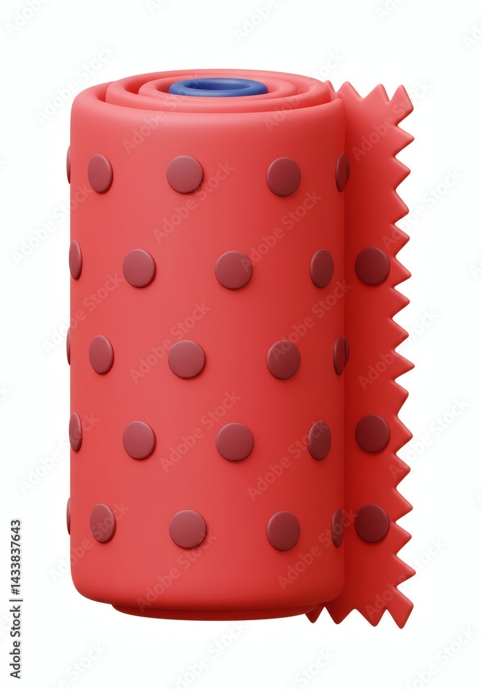 Poster red textured material roll with circular pattern and decorative edge design