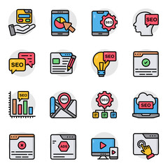 Set of Seo and Website Flat Icons