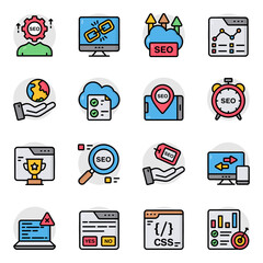 Set of Seo and Data Flat Icons
