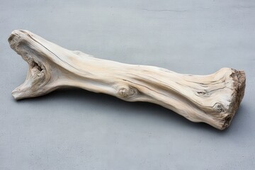 Fototapeta premium A natural, light-colored driftwood log resting on a surface.
