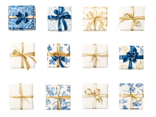 Assorted gift boxes on transparent background isolated on transparent background