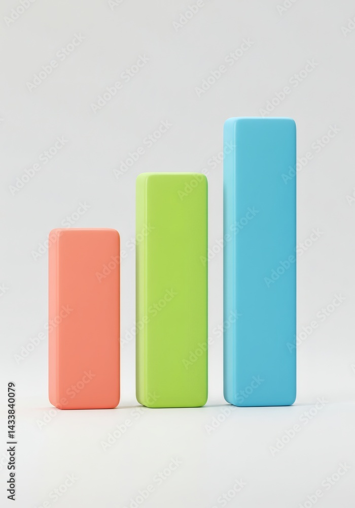 Aufkleber colorful ascending rectangular blocks on neutral background representing growth
