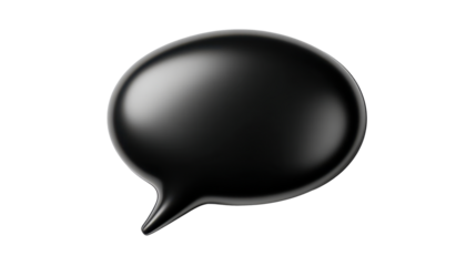 Black inflatable speech bubble hovering against transparent background,  PNG