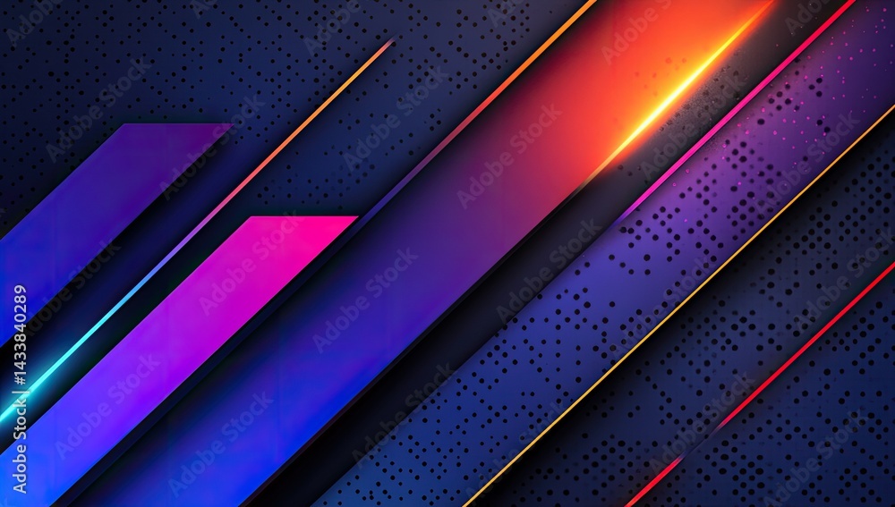 Poster abstract diagonal lines with vibrant color gradients on dark background