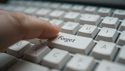 Finger Pressing Forget Button On Keyboard