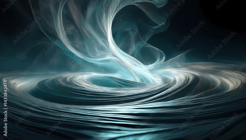 Poster dynamic swirling patterns in abstract water art digital creation modern aesthetic dark environment a
