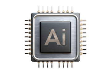 Advanced Artificial Intelligence Microchip 3D Render HighTech Processor Futuristic Technology Innovation Computer Hardware Ai Chipset transparent background Generative AI