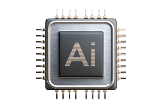 Advanced Artificial Intelligence Microchip 3D Render HighTech Processor Futuristic Technology Innovation Computer Hardware Ai Chipset transparent background Generative AI