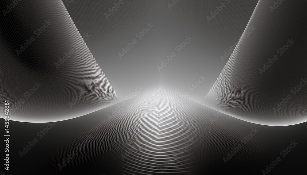Poster dynamic light patterns abstract space digital art minimalist environment central perspective concept