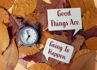 Clock is on the ground with leaves on top of it