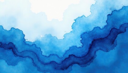 Obraz premium Abstract blue and white streaks, watercolor texture, dynamic, wave