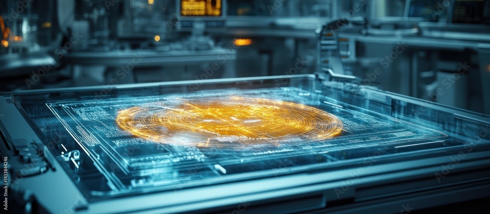 Aufkleber futuristic circuit board with energy pattern in lab