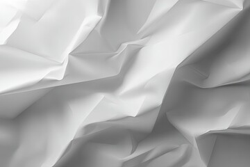 Obraz premium Crumpled white paper background with soft natural shadow, minimalist design and clean texture, top-down view for creative use