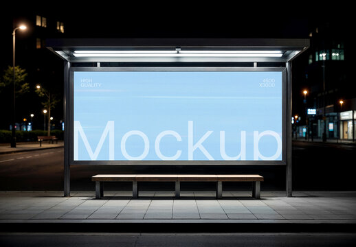 Bus Stop Billboard Mockup