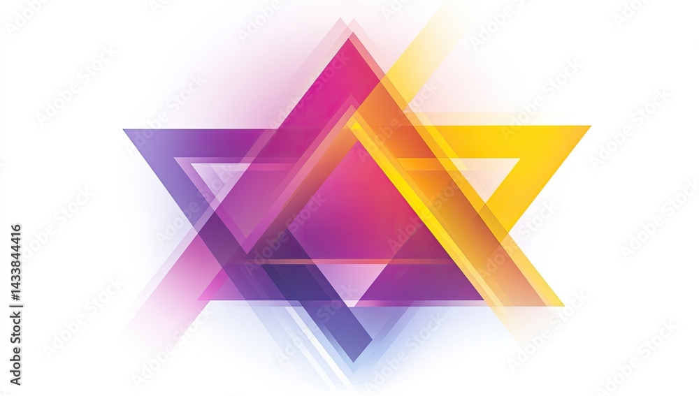 Poster abstract geometric star design with vibrant color gradients and overlapping triangles