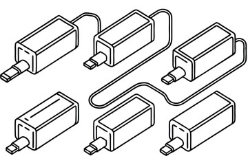 Battery Chargers Technical Drawing Line Art