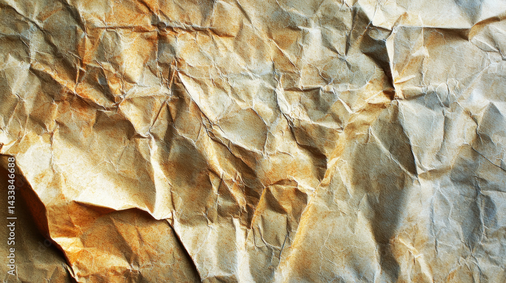 Poster crumpled paper texture with warm tones and intricate details creates unique visual appeal