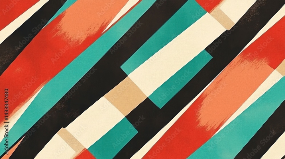 Poster bold, vibrant abstract pattern with diagonal stripes and blocks