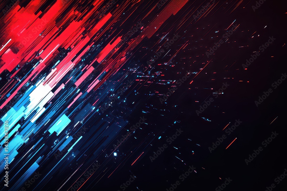 Poster abstract dynamic background with red and blue streaks creating a sense of motion and energy