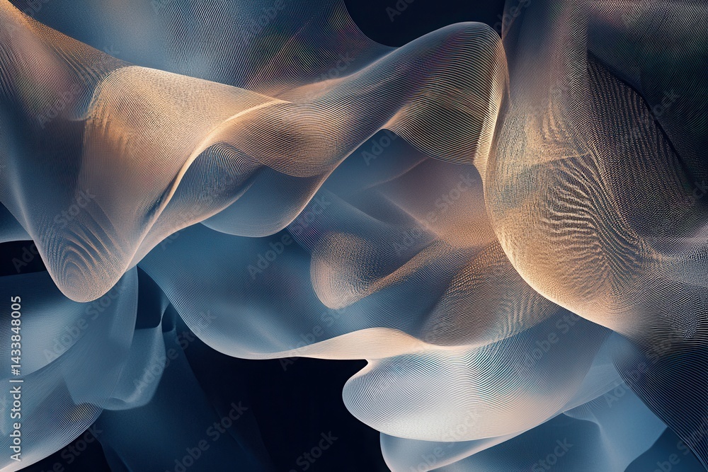 Aufkleber abstract fluid shapes intertwine in soft hues, creating a serene atmosphere for digital art