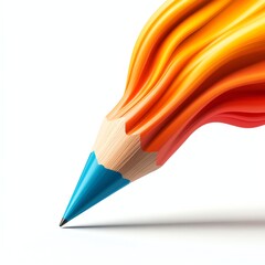 Vibrant pencil tip creating colorful strokes on a white background.