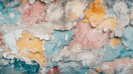 Obraz premium Colorful Weathered Wall Texture with Pastel Paint