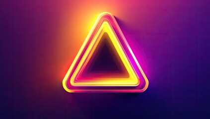 Glowing neon triangle, vibrant colors, dark background