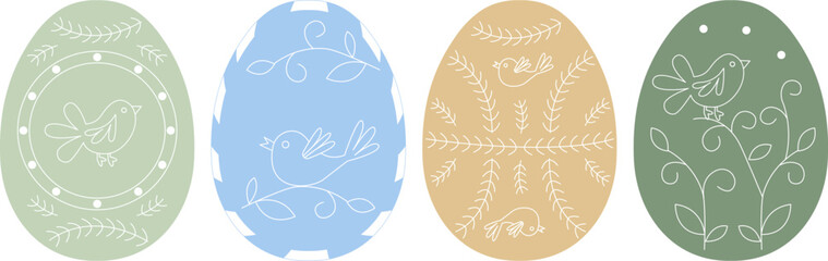 Decorated Easter eggs without background. 4 pieces