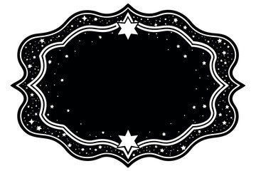 Decorative black frame with stars and elegant borders suitable for creative designs and invitations