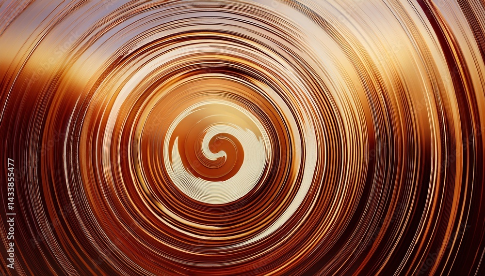 Poster dynamic spiral motion abstract art digital representation warm tones close-up view visual harmony