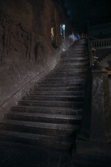 old dark staircase in the castle
