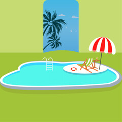 Summer Swimming Pool vector background design
