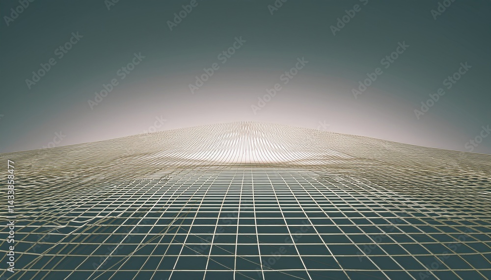 Aufkleber dynamic 3d grid visualization virtual space digital art abstract environment aerial perspective futu