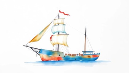 Colorful Sailboat Illustration