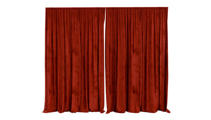 red velvet curtains isolated on white