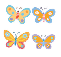 set of vector butterflies